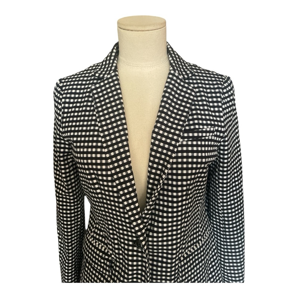 Banana Republic Black White Check Blazer Long and Lean Fit Petite Tailoring  4P - Picture 2 of 6